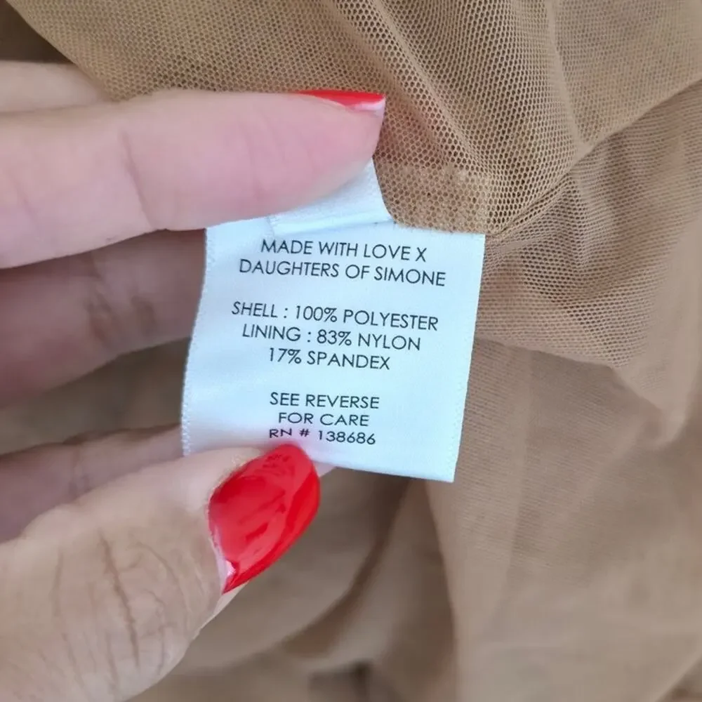 Daughters of Simone Anthro Nude Nev Crochet Lace Wedding Lined Boho Gown 4XL - Picture 11 of 12